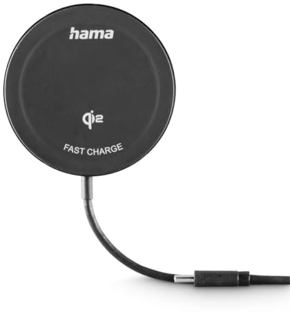 Hama Qi2 kabelloses Ladegerät, Induktives Ladegerät, Schnellladung, 15 W, Schwarz
