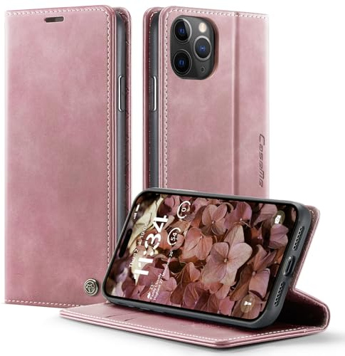 owlhold iPhone 11 Pro hülle klapphülle Premium PU Leder, RFID Schutzhülle, Faltbare Ständer, Handytasche Lederhülle Kartenfach Standfunktion Handyhülle iPhone 11 Pro - Rosa