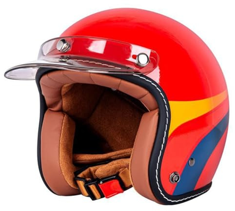 Caschi Jet E Demi-Jet Moto Stile Vintage Caschi Cromwell Con Visiera Rimovibile Casco Da Motociclista Per Uomini Donne Omologato ECEDOT Casco A Scodella Per Scooter 4,M:57-58CM