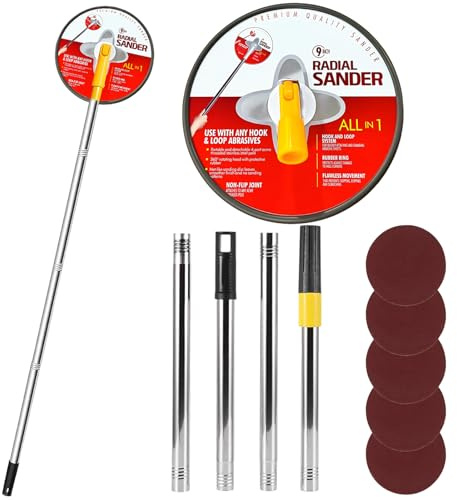 JDHUIOO Professional Wall with Extendable Pole - Drywall Sander Tool for Smooth Finishing, Handheld Radial Circular Sander for Ceiling and Walls, Easy Sanding Kit for Home Renovation