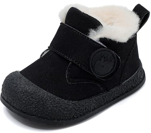 MASOCIO Stivaletti Neonato Neonata Invernali Stivali Neve Bimbo Scarponcini Pelliccia Bimba Tronchetto Stivaletto Bambino Scarpe Primi Passi Invernale con Pelo 12-18 Mesi Taglia 20 Nero