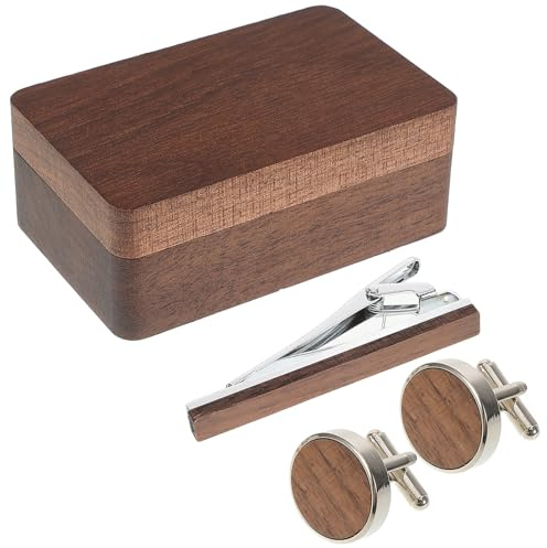 NOLITOY Scatola Elegante in Legno di Noce per Gemelli Uomo, Resistente e Riutilizzabile con Chiusura Magnetica, per Conservare Gemelli e Piccoli Gioielli