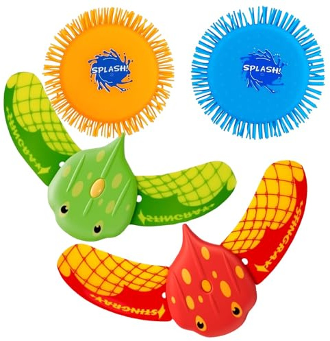 Meanju Wasser Frisbee,Teufel Fisch Schwimmbad,Wasserfrisby Soft,Spielzeug,Wasserspielzeug Kinder,Tauchspielzeug,Wasserspielzeug in Knalligen Farben, Sommer Spaß (Varies-4)