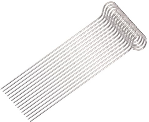 SHINEOFI Brochetas de Barbacoa Acero Inoxidable 2 Mm X 20 Cm 30 Unidades Resistentes para Asar Pavo y Barbacoa Casera Palitos Reutilizables para Parrilla