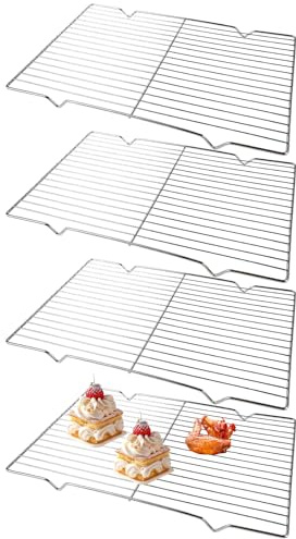 AetherAurora 4 Pièces Grille de Refroidissement Patisserie,30×20.5cm | Grille Patisserie Refroidissement,Grille Rectangulaire pour Pâtisserie,pour Cuisine,Gril Extérieur,Production de Gâteaux
