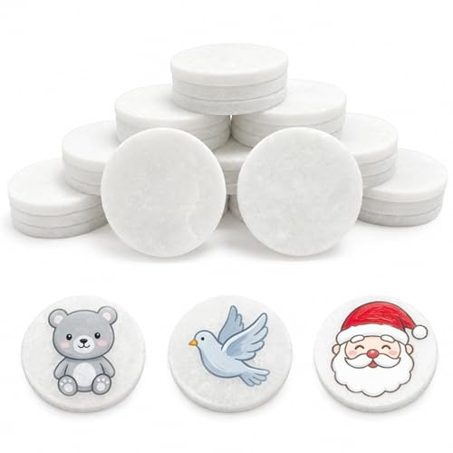 Jiaoshou Pan 34 Piezas Piedras para Pintar, Piedras Planas para Pintar 5 cm | Piedras Blancas Lisas para DIY Manualidades, Mandala, Arte y Decoración de Jardín
