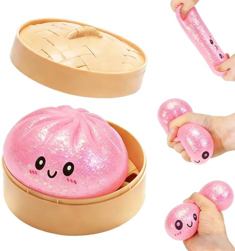 Dumpling Squishies, Squishiest Dumpling with Steamer Box, Mystery Dumplings,Weiches Elastisches Anti Stress Spielzeug, Squishies für Erwachsene Ideal als Partygeschenk oder Goodie Bag