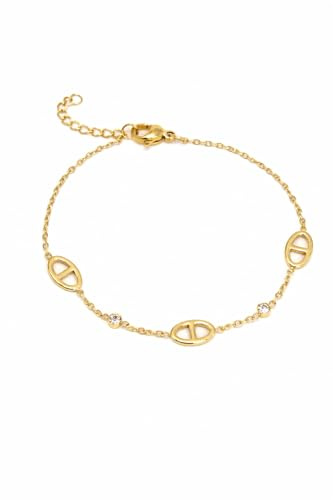 SAPHY Bracelet Femme Maille Marine – Acier Inoxydable Hypoallergénique – Strass Scintillants – Élégant et Intemporel – Pochon Cadeau Inclus
