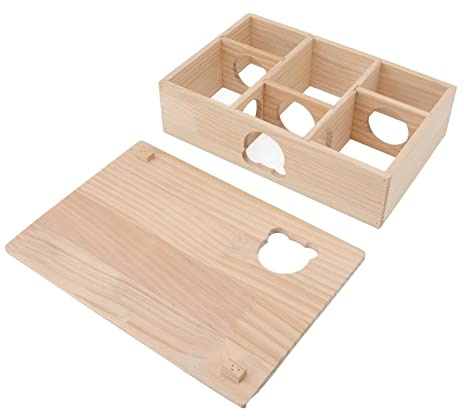 Walmeck Maison pour Hamsters, Cachette pour Animaux Domestiques, Cachette Petits Animaux, Cabane en Rondins, 6 Pièces, Toit Mobile, Tunnel Souterrain, Labyrinthe, Espace de R