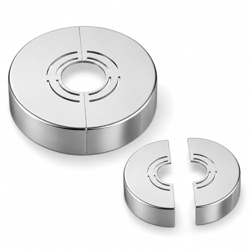 FortWeal Shower Fitting Rosette, 60 x 20 mm 2 Pcs Divided Chrome Shower Pipe Decorative Cover, Wall Split Flange Covers, Round Escutcheon Plate Buckle for Bathroom Tap and Shower Arm