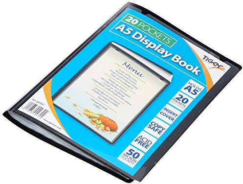 Tiger Visuell bok/presentationsdisplay, 20 fodral, A5 – svart