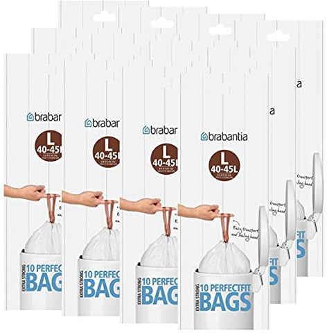Brabantia 12 Rolls of 10 Type L 45 Litre Bin Liners (120 bags)
