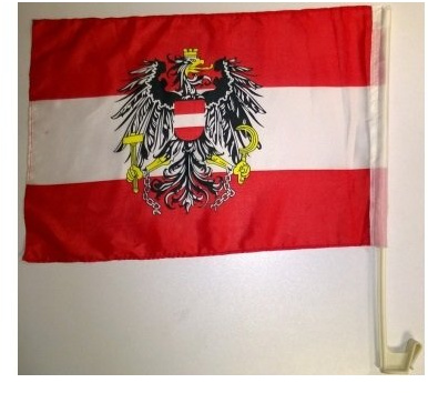 Österreich mit Adler Autofahne mit Befestigungsstab für die Autoscheibe ca. 30 x 45 cm von profimaterial
