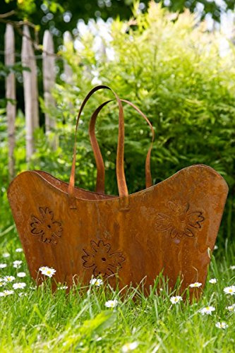 KUHEIGA Tasche/Pflanztasche Metall Rost, Breite: ca. 47cm Pflanzschale Topf