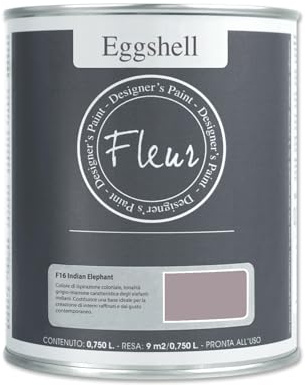 FLEUR DESIGNER'S PAINT Fleur Eggshell Emaille seidenmatt hohe Widerstandsfähigkeit für Möbel und große Oberflächen - 0,75 l - Indian Elephant