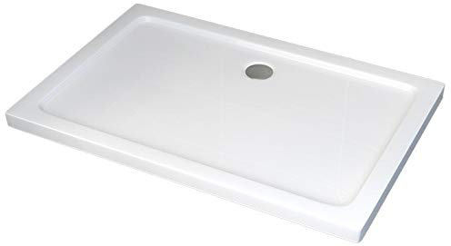 BERNSTEIN - Receveur de douche Rectangulaire Blanc 90x120x5cm Bac à douche Acrylique + Bonde chrome, Drain & Rebords