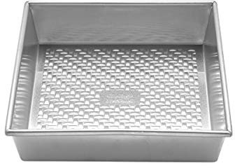 Chicago Metallic Uncoated Textured Aluminum Square Cake Baking Pan, 9-Inch, Silver