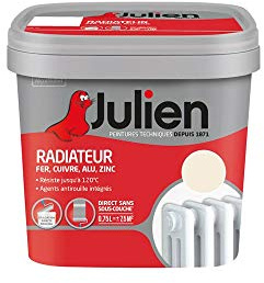 Julien Peinture Radiateur Acrylique, Fer, Cuivre, Alu, zinc - Direct sans sous-couche, Satin, Blanc Cassé, 0,75 L