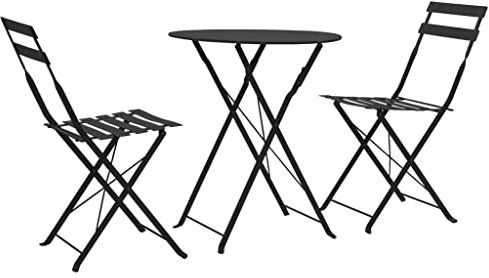 vidaXL Bistroset 3-TLG. Schwarz Sitzgruppe Gartenmöbel Balkonset Balkonmöbel