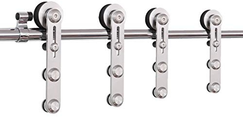 CCJH 6.6FT/201cm Beschlagset für Schiebetür Edelstahl, Schiebetürsystem Schiebetür Beschlag Schiebetürbeschlag Laufschiene Holztür Doppeltür, Innentüren