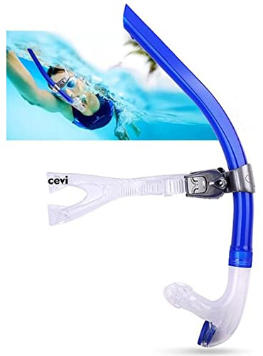 Focevi Adult Swim Snorkel, Blue, Silicone Mouthpiece, One-Way Purge Valve, Lightweight, Comfortable, Suitable for Freestyle, Backstroke, Butterfly, Breaststroke