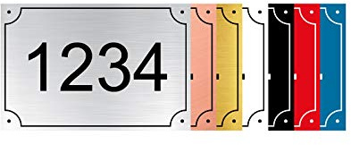 Plaque Gravée Boite Aux Lettres - Numéro de Maison Personnalisable - 12 x 8 Cm - Aspect Argent Brossé avec Écriture Noir