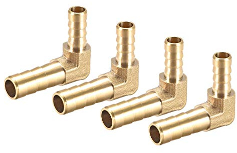 sourcing map 4 st. slanganslutning adapter för vinkelrörskontakt av mässing 90 grader 8 mm till 6 mm motståndskrokar