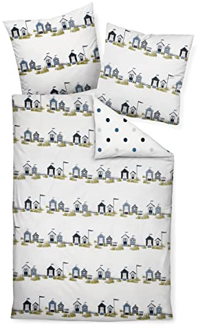 Traumschloss Bettwäsche »Seersucker« Strandhäuser, maritim, 155x220 & 80x80, 100% Baumwolle | Krepp-Struktur, perfekt für den Sommer