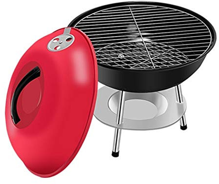 PIAOLING Outdoor Portatile Rotonda Barbecue Domestica del Carbone di Legna Griglia for Barbecue Piccola Rotonda Grill con Coperchio (Color : B)