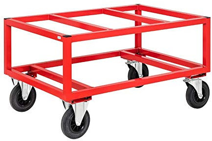 Paletten-Fahrgestell Palettenwagen, hoch, LxBxH 1.200 x 800 x 650 mm, Tragkraft: 800 kg, rot