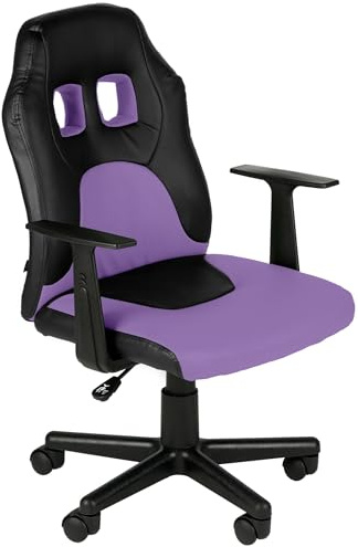 CLP Schreibtischstuhl ergonomisch Kinder und Jugendliche Fun, Drehstuhl höhenverstellbar mit Kunstlederbezug, Armlehnen abnehmbar | Farbe schwarz/lila