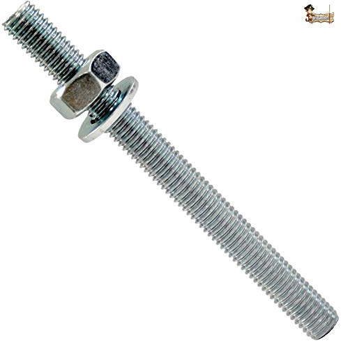 BricoLoco Espárrago varilla roscada para anclaje taco químico resina con tuerca y arandela. Acero cincado. Para instalación en pared, techo, suelo… (10, M-10X110)