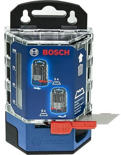 Bosch Professional 50 replacement blades in a dispenser (compatible with Bosch Professional trapezoid blade knife)