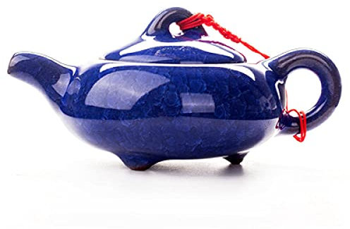Teebereiter Teekanne Vintage Teeservice Teapot Chinesische Traditionelle Eisrissglasur Ge Ofen Tee Topf Kreative Porzellan Teekanne Büro Kessel Kung Fu Tee Set Zubehör Geschenke-Blau-