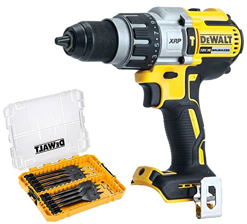 Dewalt DCD996N 18V Brushless Combi Hammer Drill Body with 9 Piece Flat Bit Set