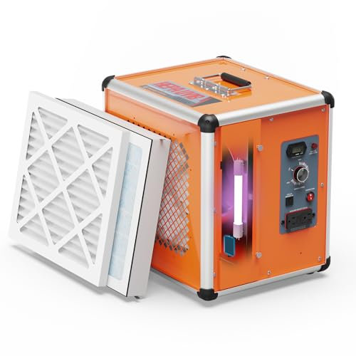 Abestorm Air Scrubber Commercial with UV-C Light, H13 HEPA Activated Carbon Filter, Negative Ion, Aluminum Air Purifier for Hospital, Renovation, Water and Fire Restoration | Up to 600 CFM