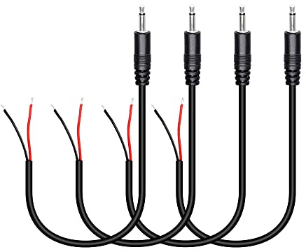 RIIEYOCA 3,5-mm-Stecker auf Blankdraht-Stereo-Audiokabel, 1/8 TS 2-poliger Mono-Stecker auf offenes Audiokabel, für Audiogeräte installiert oder repariert (4 Stück)