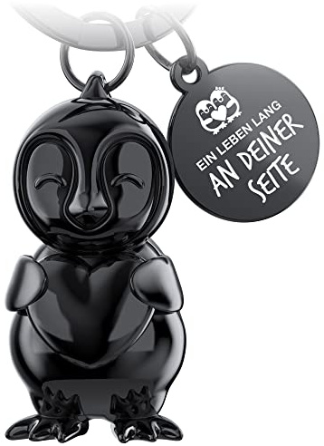 FABACH Pinguin Schlüsselanhänger Frosty mit Herz - Glücksbringer Pinguin Geschenke Freundin - Partner Geschenke Liebe Schlüsselanhänger Paare Jahrestag - Gravur Ein Leben lang an deiner Seite