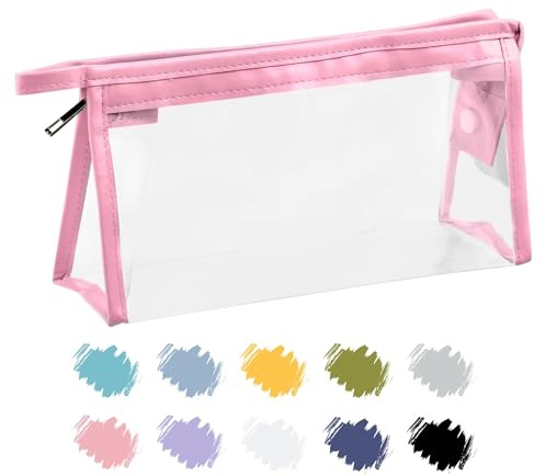 Soul Projekt Rechteck Transparentes Federmäppchen für Schulanfang | Rosa Mäppchen für Mädchen un Jungen Schreibwaren, Schüler Pencil Case, Pinsel Etui Schule, Toilettenartikel Kosmetiktaschen