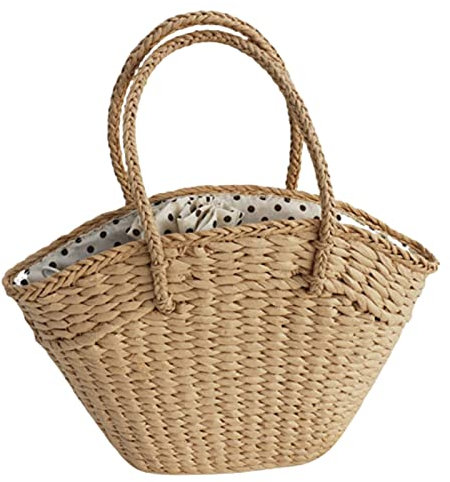 Strohtasche Strand Rattan Bag Damen Neue Super Große Stroh Tasche Berühmte Marke Damen Handtasche Handtasche Stroh gewebt Strandtasche Luxus Handtasche 632 (Color : Khaki, Size : Natural)