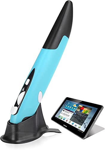 Cuifati Ratón óptico Inalámbrico con Bolígrafo de Bolsillo, 2.4G USB Tipo de Bolígrafo Inteligente Ratón de Escritura a Mano, 3 Pasos dpi, 4 Teclas Mini Ratón Ergonómico Tipo Bolígrafo para(Azul)