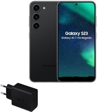 Samsung Galaxy S23, 256GB + Cargador de 45W - Smartphone Android con IA, Teléfono Móvil Desbloqueado, Color Negro (Versión Española)