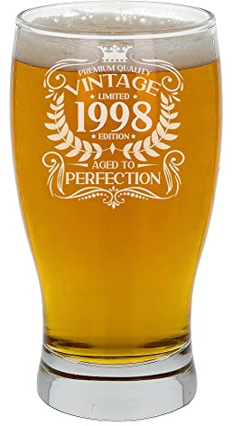 Always Looking Good Verre à bière gravé vintage 1998 pour homme de 26 ans - Cadeau pour les enfants de 26 ans - Verre à bière tulipe gravé