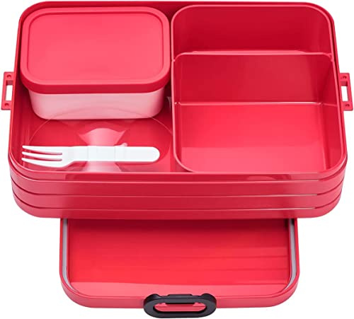 Mepal Fiambrera grande – Fiambrera con caja Bento – Para 4 sándwiches u 8 rebanadas de pan – Fiambrera para pequeños aperitivos y sobras – Fiambrera para adultos – Caja de comida con compartimentos –