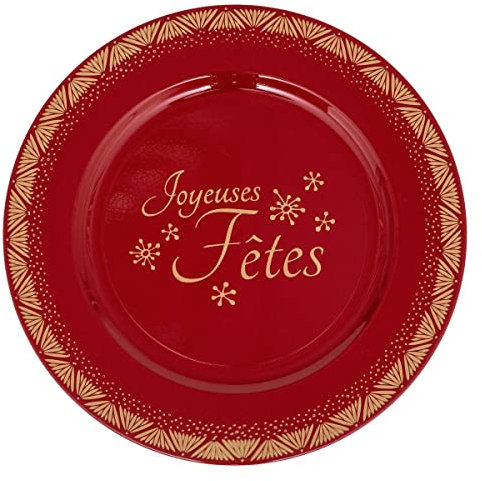 Feeric lights & christmas - Assiette de présentation colorama de noël d33cm rouge et or