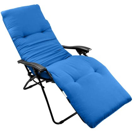 CHELY INTERMARKET Cojín Acolchado 180x55x8cm Azul Ultramarino Exterior Tumbonas Sillas Jardín Terraza Cómodo Poliéster Respaldo Largo Palets Reclinables Sujeción Elástica Vacaciones
