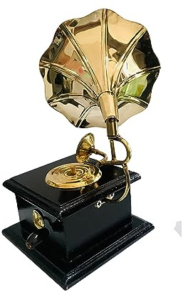 Gavya International Gold Plated Gramophone showpiecs for Home Decor Memorabilia Souvenir for Hotels Restaurants Dummy Decorative Gramophone