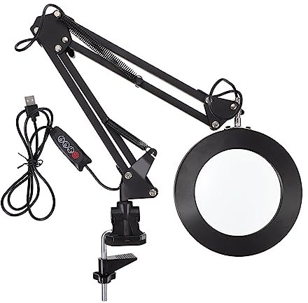 DOITOOL Led Lupenleuchte Aus Aluminiumlegierung Mit Hochauflösender Lupe Und Sanftem Licht Vielseitig Für Nagelkunst Und Reparatur Flexibel Einstellbar