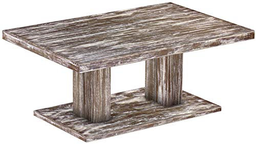 B.R.A.S.I.L.-Möbel Brasilmöbel Couchtisch Rio UNO 120x80 cm Shabby Antik Eiche Wohnzimmertisch Holz Säulentisch Pinie Massivholz Stubentisch Beistelltisch Größe und Farbe wählbar