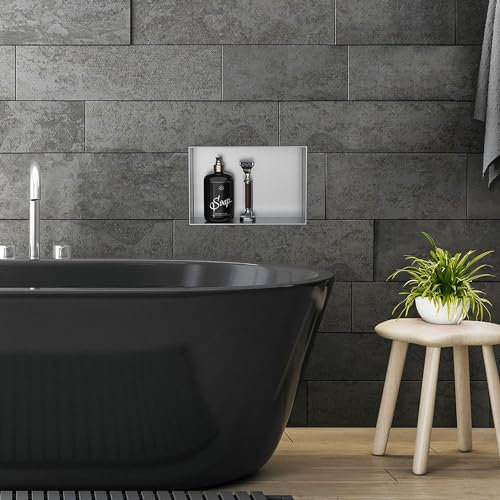 LuxeBath Nicchia a Parete senza Bordo in Acciaio Inossidabile 20x30x10 cm Argento Nicchia da Muro senza Cornice per Bagno Ripiano da Incasso senza Telaio per Doccia Contenitore per Utensili da Bagno